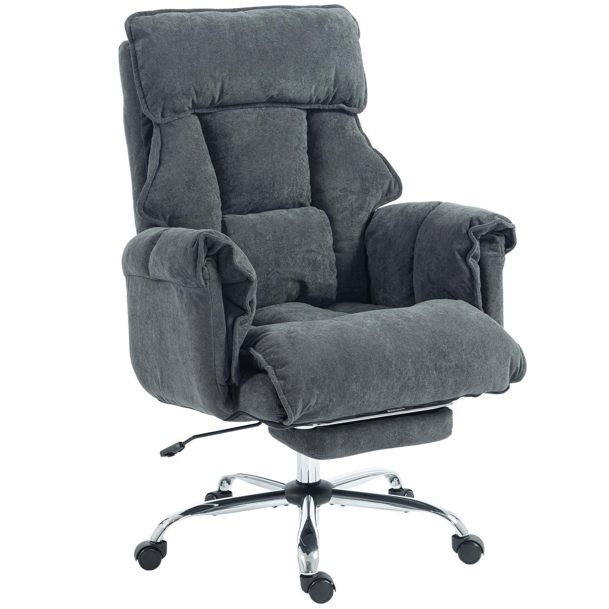 BÜROSTUHL höhenverstellbar Dunkelgrau 80/80/106 cm - Dunkelgrau/Silberfarben, Textil/Metall (80/114/80cm) - HOMCOM