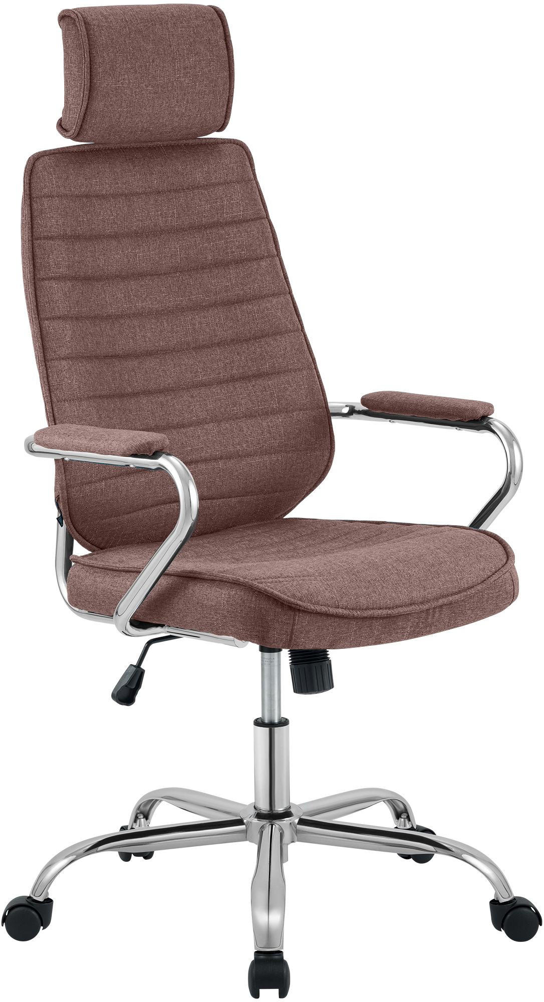 CHEFSESSEL Stoff Braun - Chromfarben/Braun, Textil/Metall (60/117/67cm) - CLP