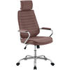CHEFSESSEL Stoff Braun - Chromfarben/Braun, Textil/Metall (60/117/67cm) - CLP