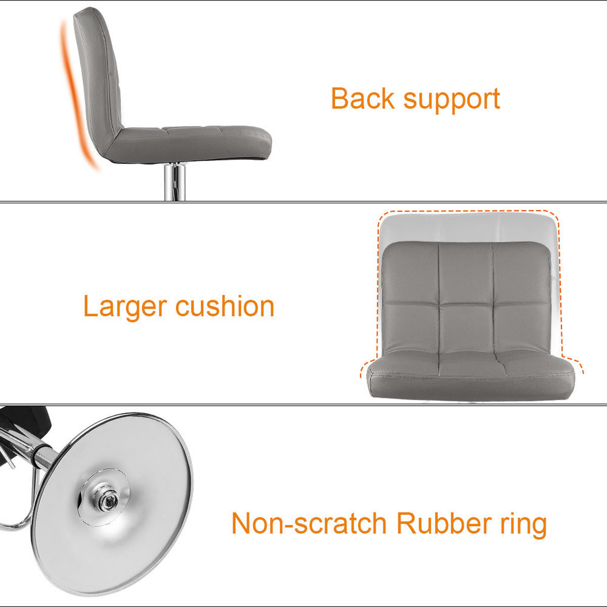 BARHOCKER Grau hoch ohne Armlehnen 2er Set - Grau, Metall (45/46/55cm) - Rattrix