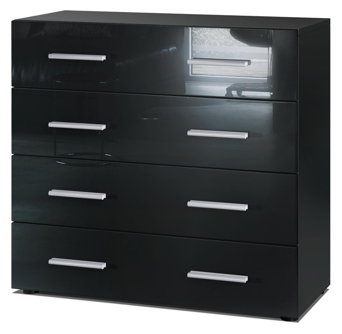 KOMMODE Pavos Schwarz Hochglanz - Schwarz Hochglanz, Holzwerkstoff (76/72/35cm) - Vladon