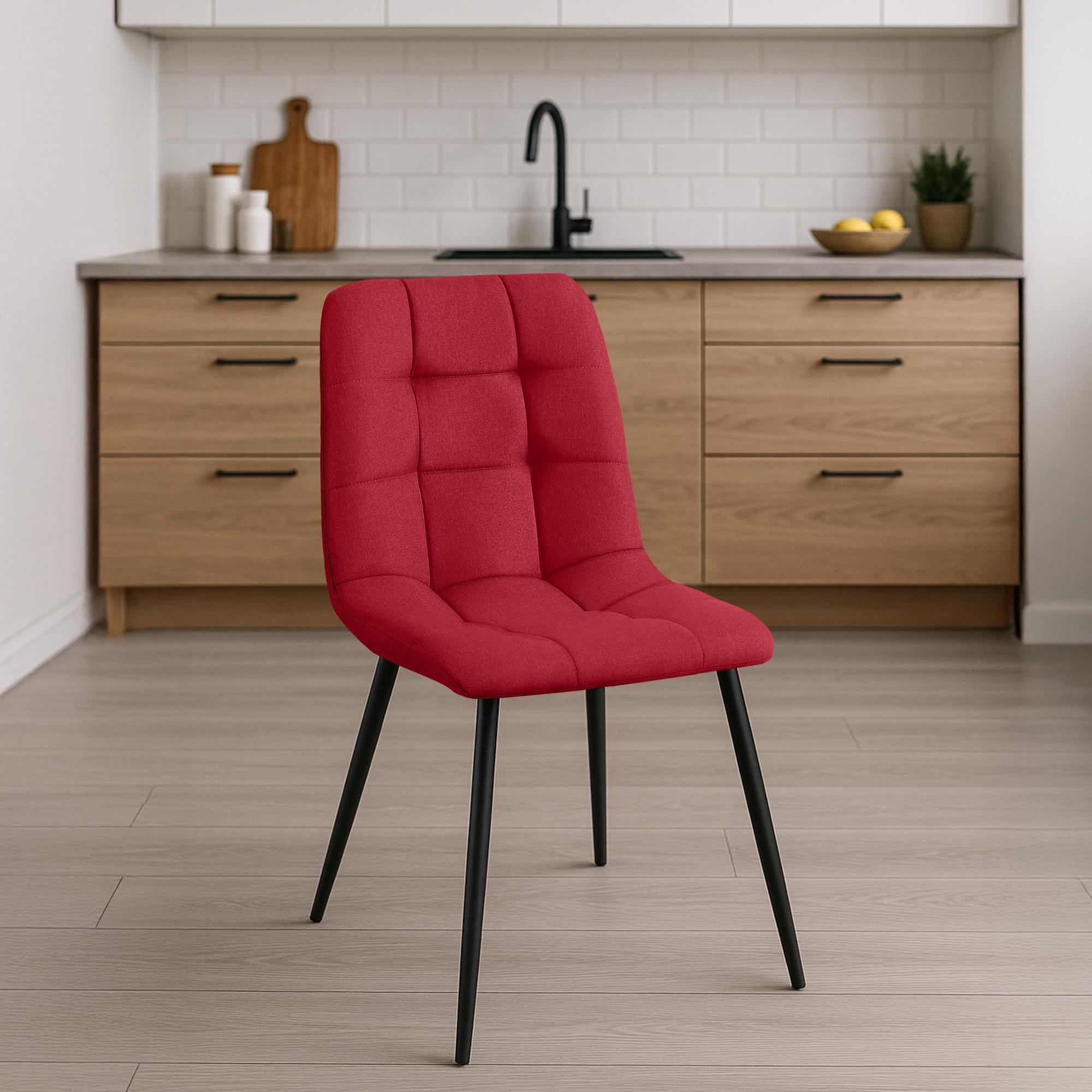 STUHL Stoff Rot - Rot/Schwarz, Textil/Metall (45/84/55cm) - CLP