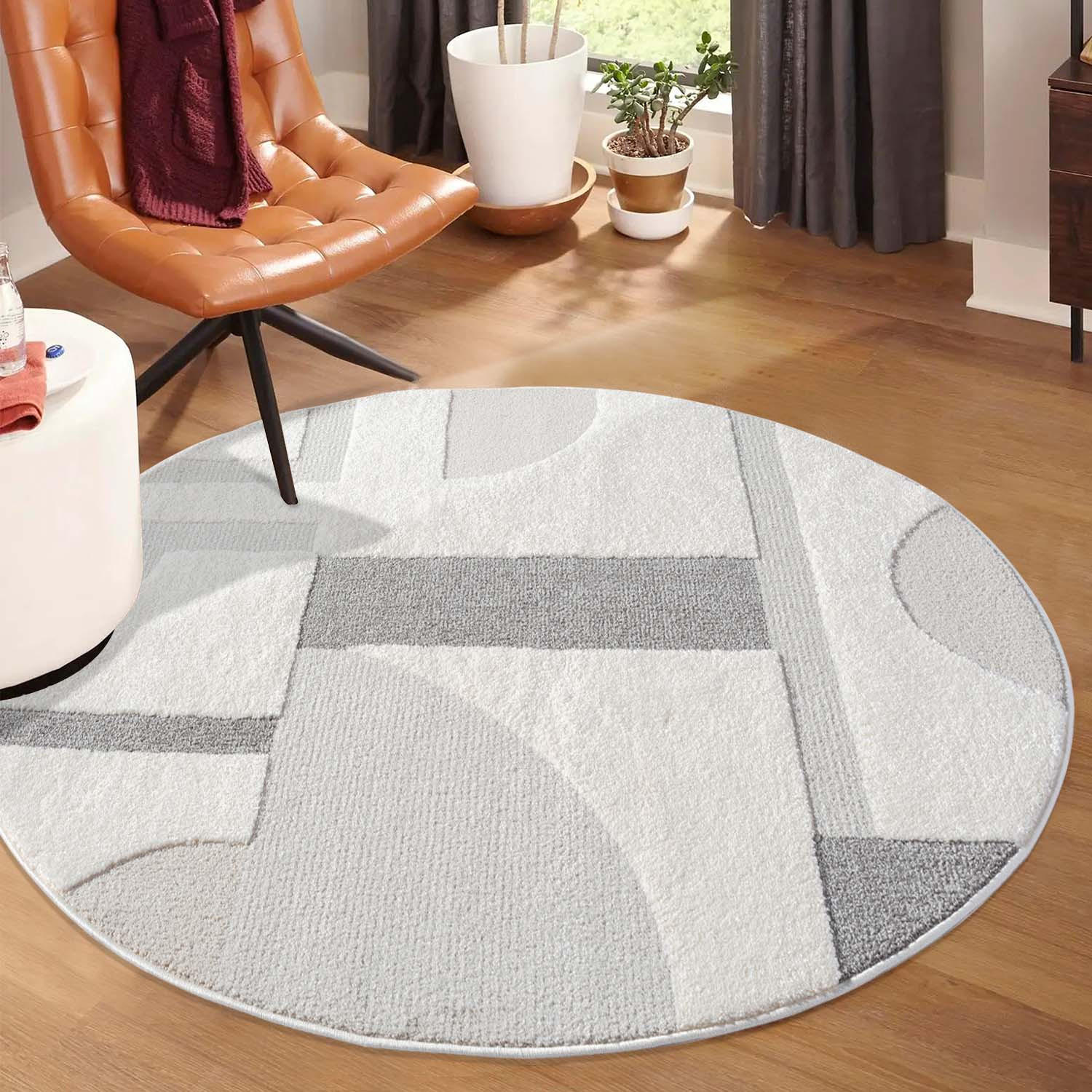 KURZFLOR-TEPPICH Lounge 9992 Grau 120 cm Rund - Grau, Textil (120/120cm) - carpet city