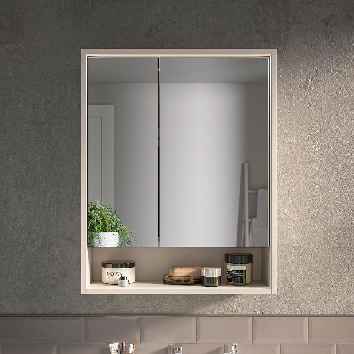 SPIEGELSCHRANK - Spanplatte - Kaschmir, Holzwerkstoff (60/75/20cm) - home24