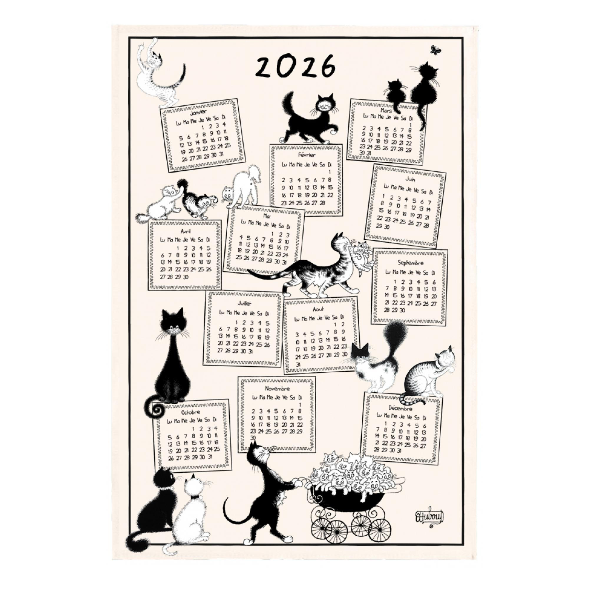 GESCHIRRTUCH Dubout Calendrier 2026 ekrü 48 x 72 cm - Weiß, Textil (48/72cm) - Winkler