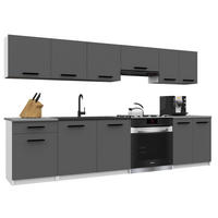 KÜCHENZEILE Italia 2 240 cm, mit Arbeitsplatten, Grau - Grau, Holz (240/143/60cm) - B BELINI GROUP