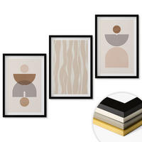 WANDBILDER 3er-Set - 40x60 cm Schwarzer Rahmen - Abstrakte Formen braun beige - Schwarz, Kunststoff (40/60cm) - ArtPrintCave
