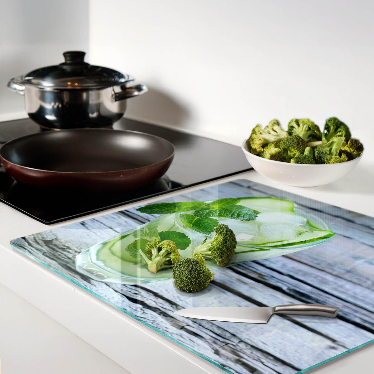 GLASPLATTE 60x52 cm Wassergurken - Grün, Glas (60/0.4/52cm) - TULUP