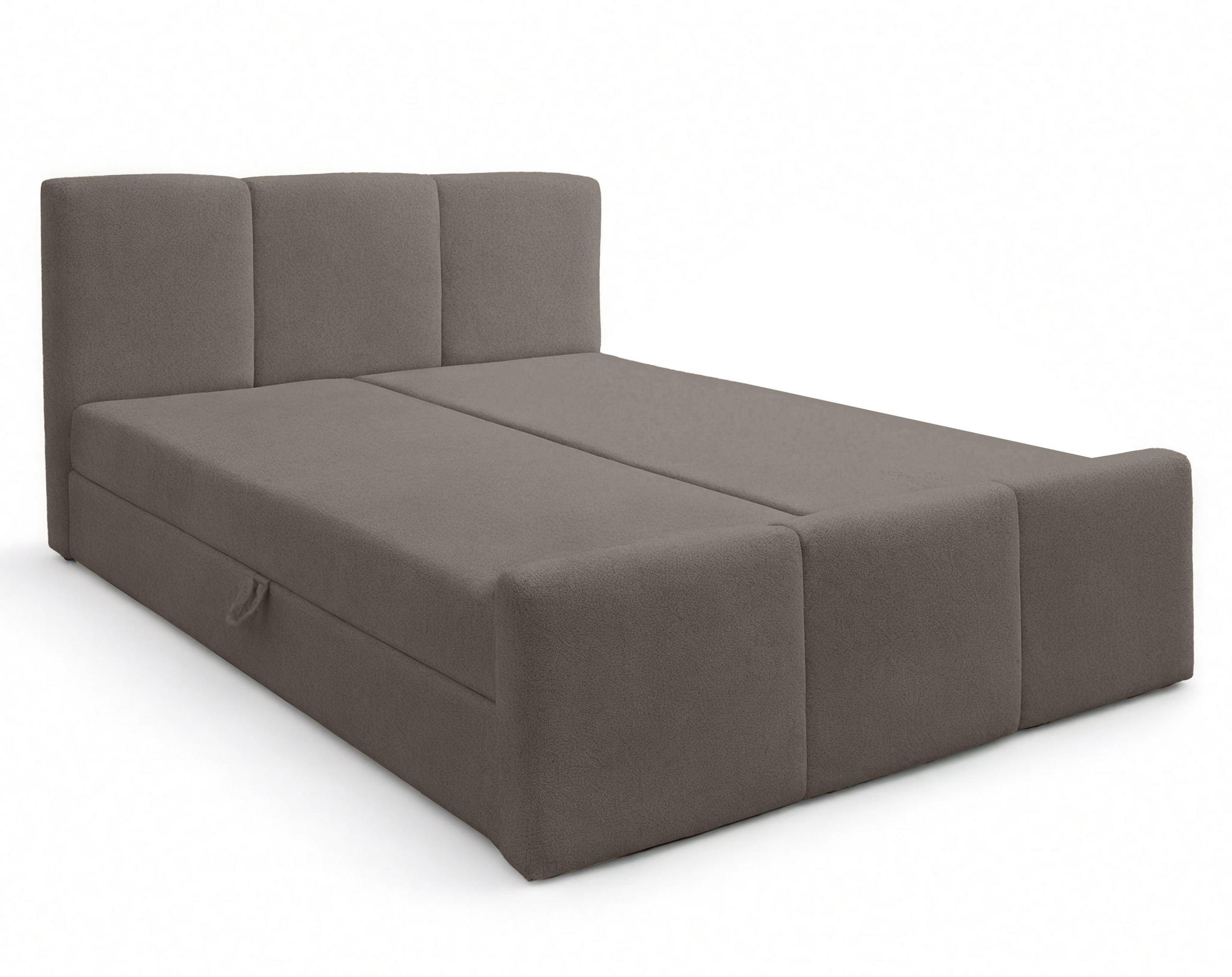 BOXBETT ANKARRA 180x200 cm mit Bettkasten und Matratze - Braun + TOPPER - Schwarz/Braun, Holz/Holzwerkstoff (180/200cm) - AX Living
