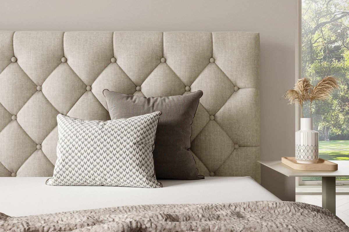 POLSTERBETT Aurevia Hellbeige Samtbezug 160x200 cm - Ecru, Textil (160/200cm) - Selsey