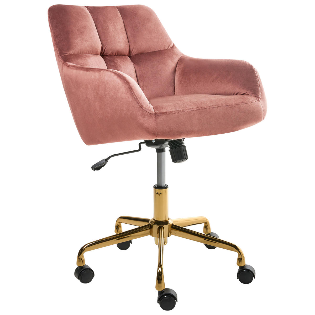 SCHREIBTISCHSTUHL Samtstoff Rosa Palmdale - Pink, Textil (58/87/61cm) - Beliani