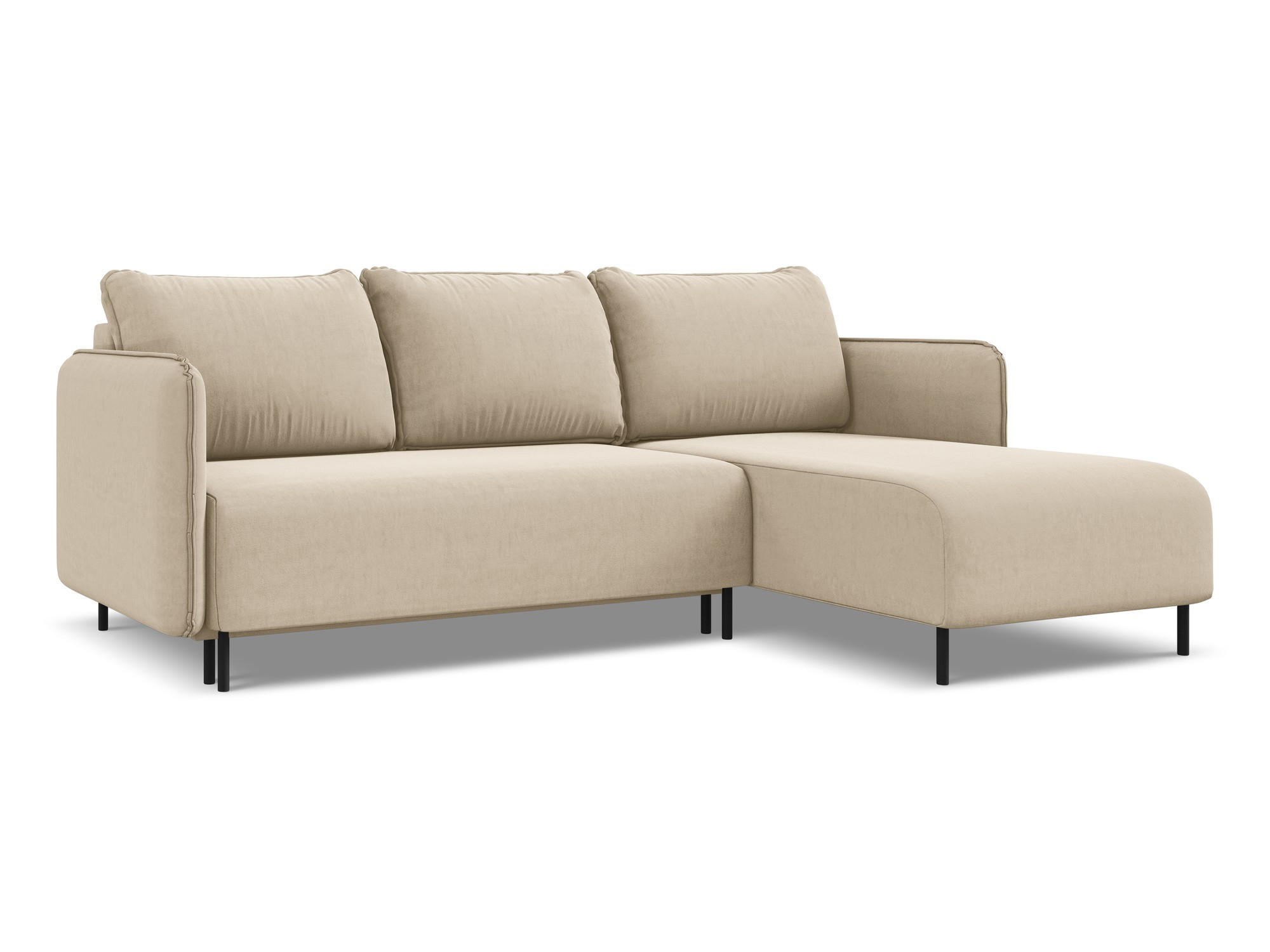 ECKSOFA mit Schlaffunktion Samt Stoff Beige - Beige/Creme, Holz/Textil (236/162cm) - Makamii