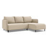 ECKSOFA mit Schlaffunktion Samt Stoff Beige - Beige/Creme, Holz/Textil (236/162cm) - Makamii