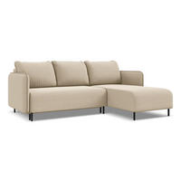 ECKSOFA mit Schlaffunktion Samt Stoff Beige - Beige/Creme, Holz/Textil (236/162cm) - Makamii