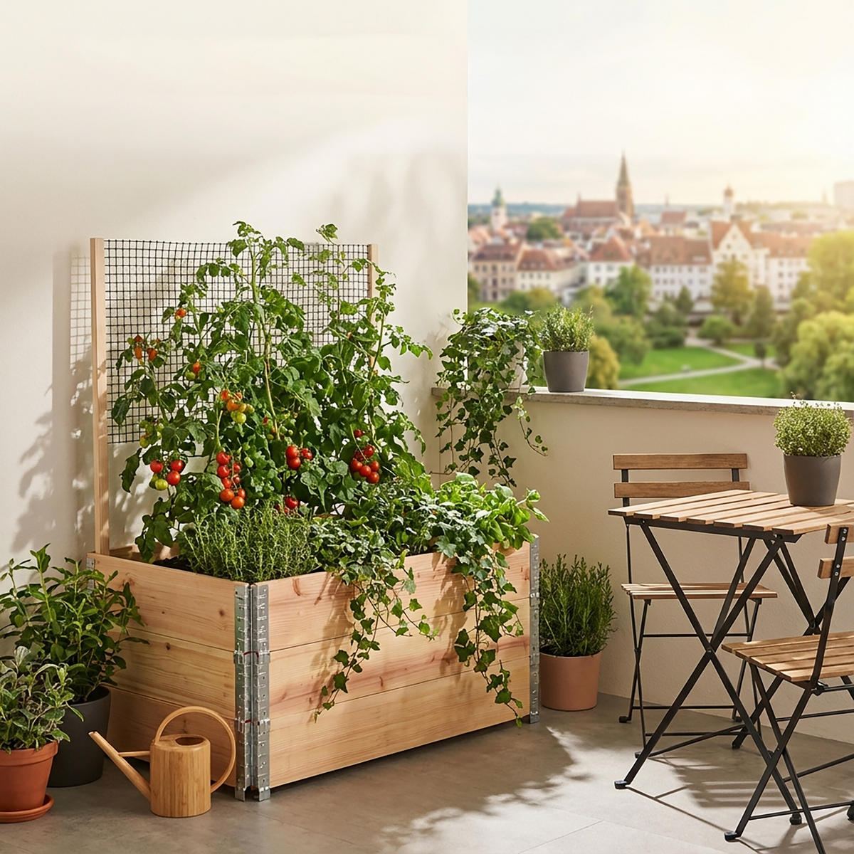 HOCHBEET - Hellbraun, Holz/Kunststoff (120/118/80cm) - Relaxdays