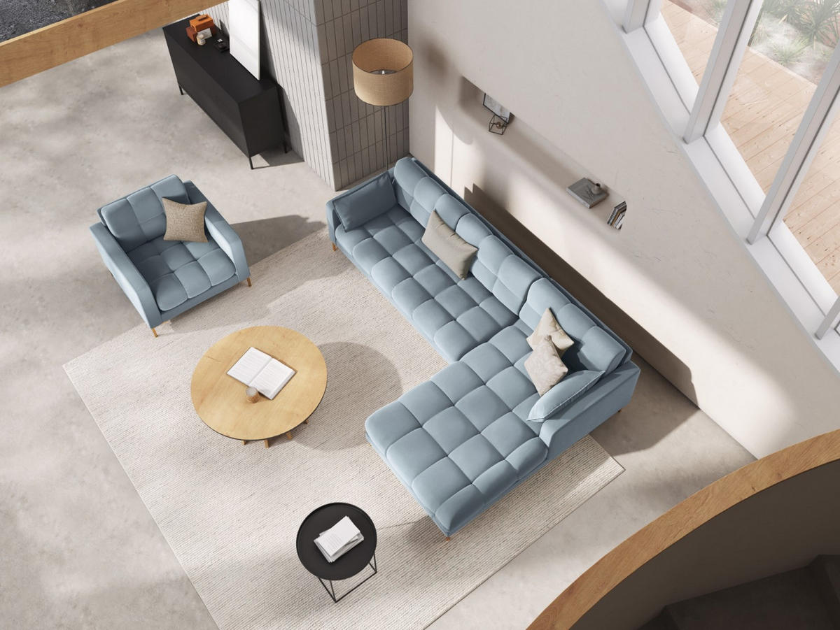SESSEL Mamaia aus Samt hellblau - Hellblau, Textil (92/75/87cm) - Micadoni