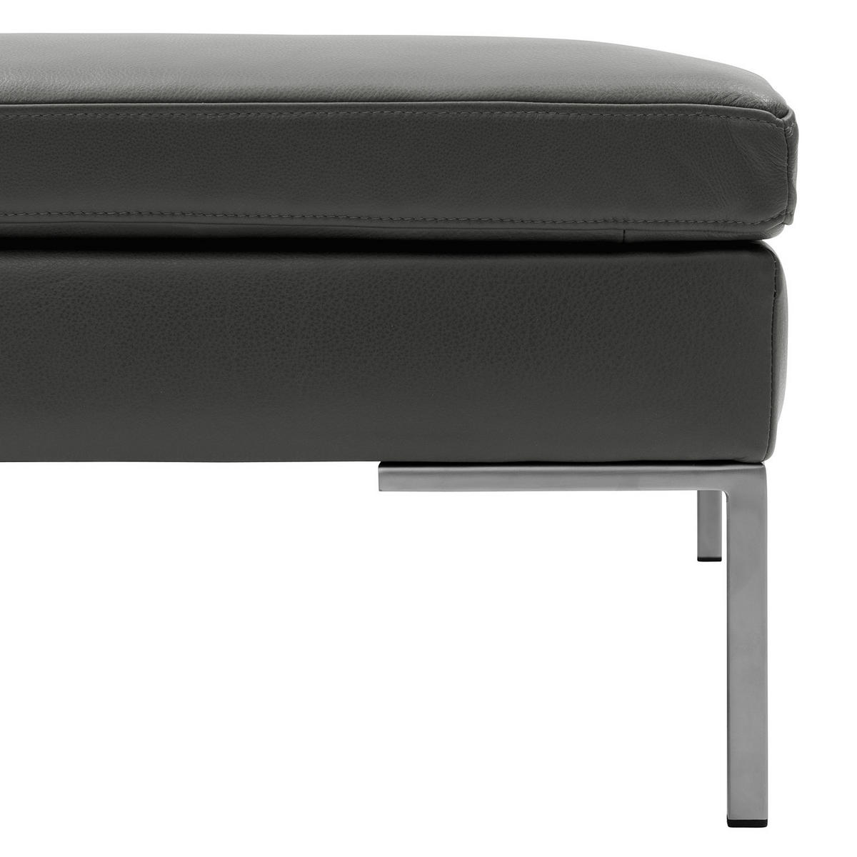 POLSTERHOCKER - Chromfarben/Grau, Leder/Metall (108/40/69cm) - home24