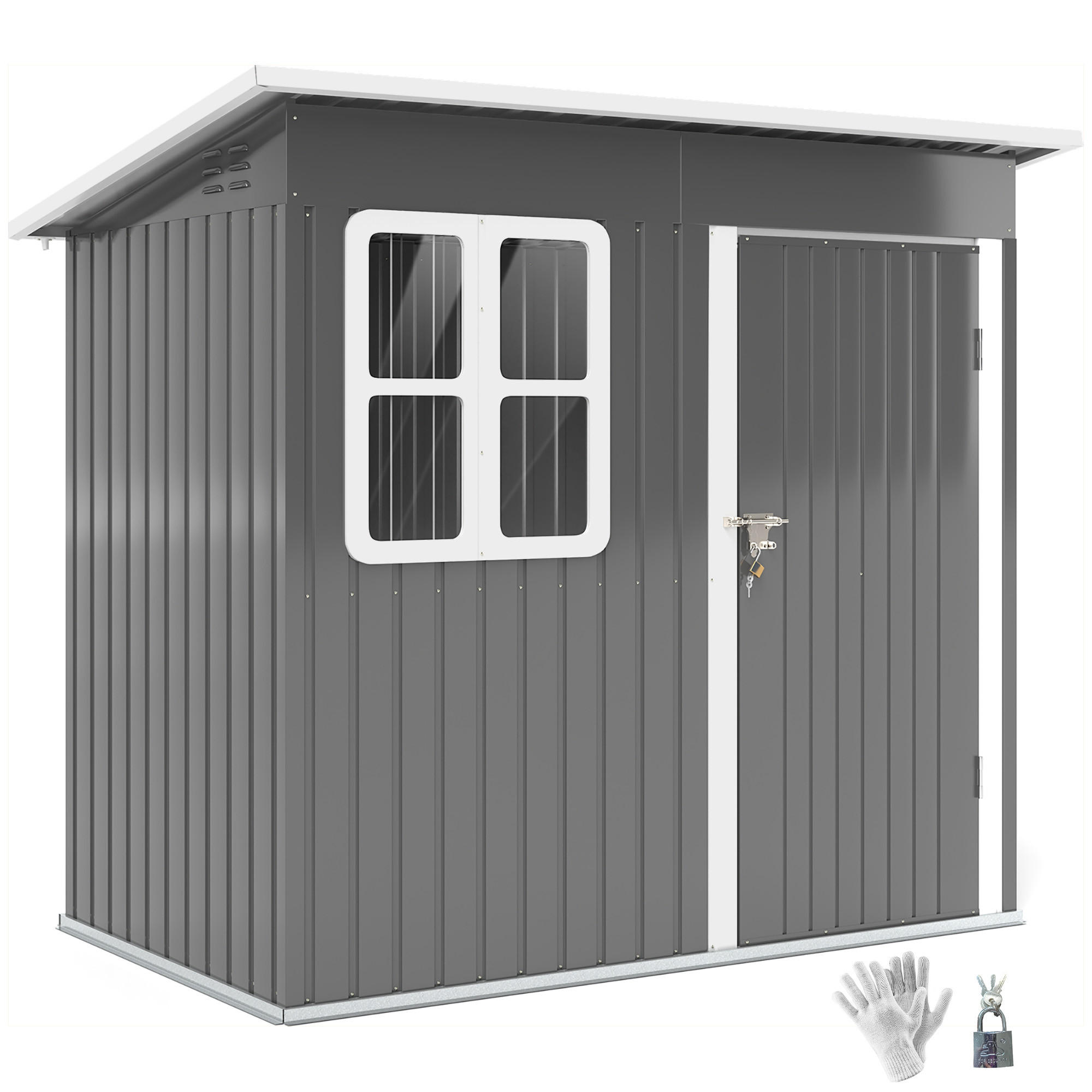 GERÄTEHAUS 221 x 133 x 190/173 cm - Dunkelgrau, Metall (133/190/211cm) - Outsunny