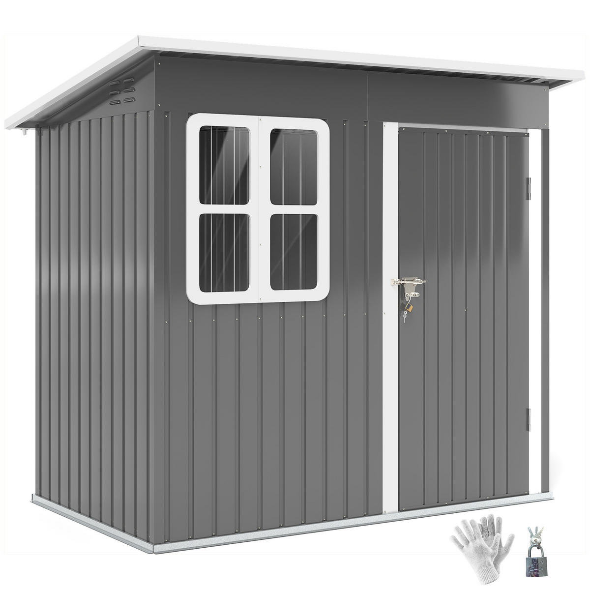 GERÄTEHAUS 221 x 133 x 190/173 cm - Dunkelgrau, Metall (133/190/211cm) - Outsunny
