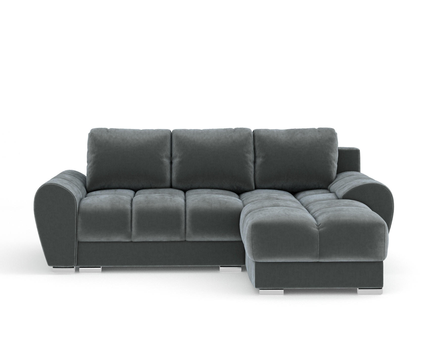 ECKSOFA MIT SCHLAFFUNKTION Peebles Dunkelgrau Samtstoff - Chromfarben/Grau, Holz/Holzwerkstoff (256/175cm) - Maison de Reve