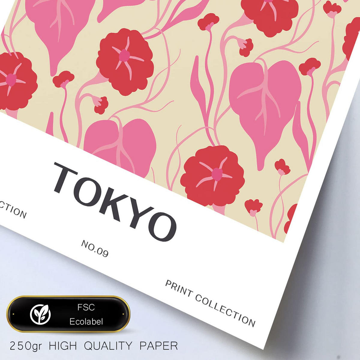 POSTER Set Mit 6 Blumen Blumenmarkt Natur Und Botanikdrucke Für Innenarchitektur A3 & A4 Rahmen Aus Hellem Holz - Beige, Papier (29/3cm) - Nacnic
