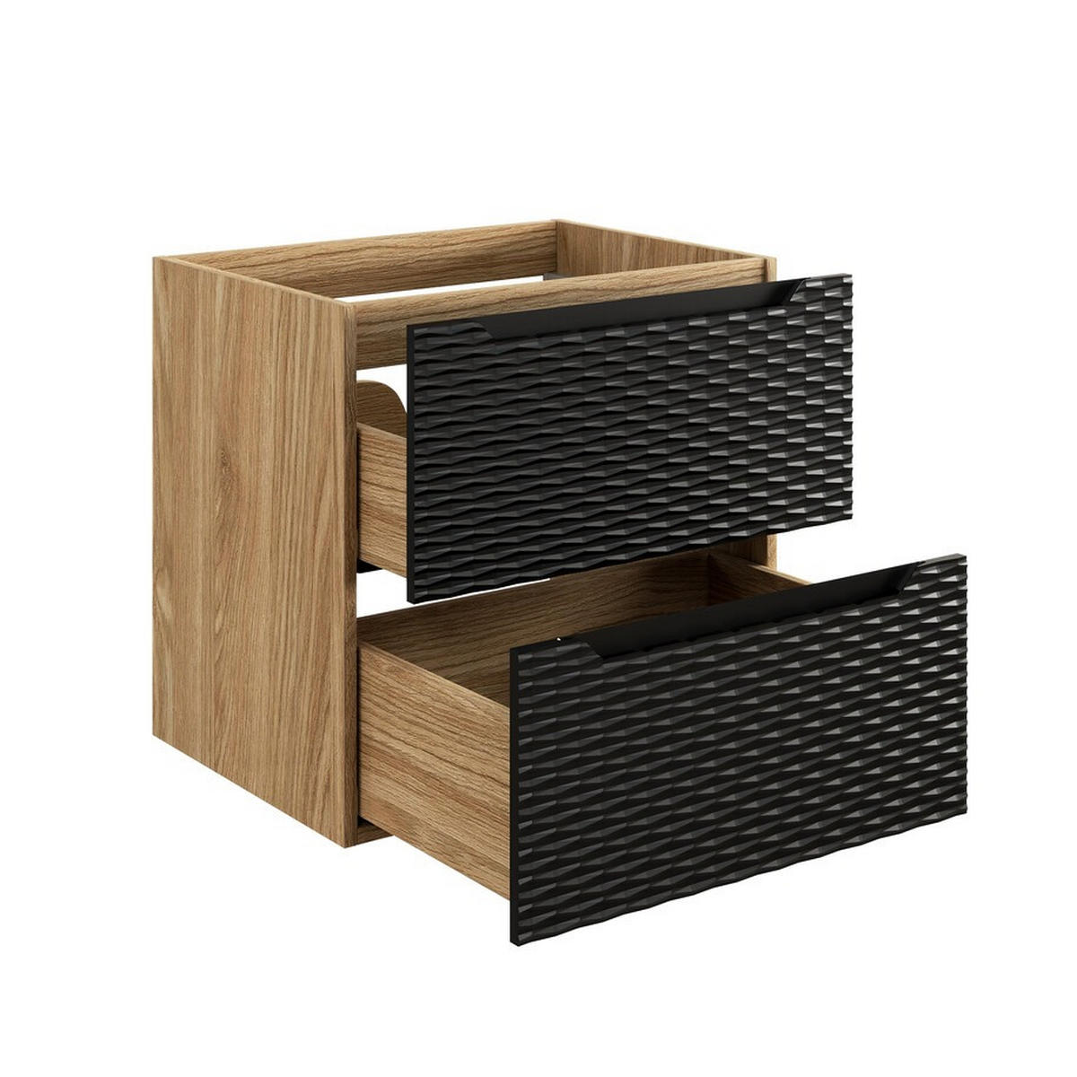 WASCHBECKENUNTERSCHRANK 60 cm 2 Teile - Ocean Black O BM453 in Schwarz / Geölter Eiche - Schwarz, Holz (60/57/46cm)