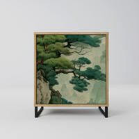 SIDEBOARD VERDURE ABYSS, Eichefarben, 57,5x42x67,5 cm, Schwarze Metall-Rahmenfüße - Eichefarben/Multicolor, Holzwerkstoff/Metall (57.5/67.5/42cm) - SpaceRebels