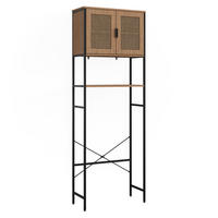 TOILETTENSCHRANK Linara, Eiche/Schwarz, 64 x 180 cm - Eichefarben/Schwarz, Holzwerkstoff (64/180/27cm) - Vicco