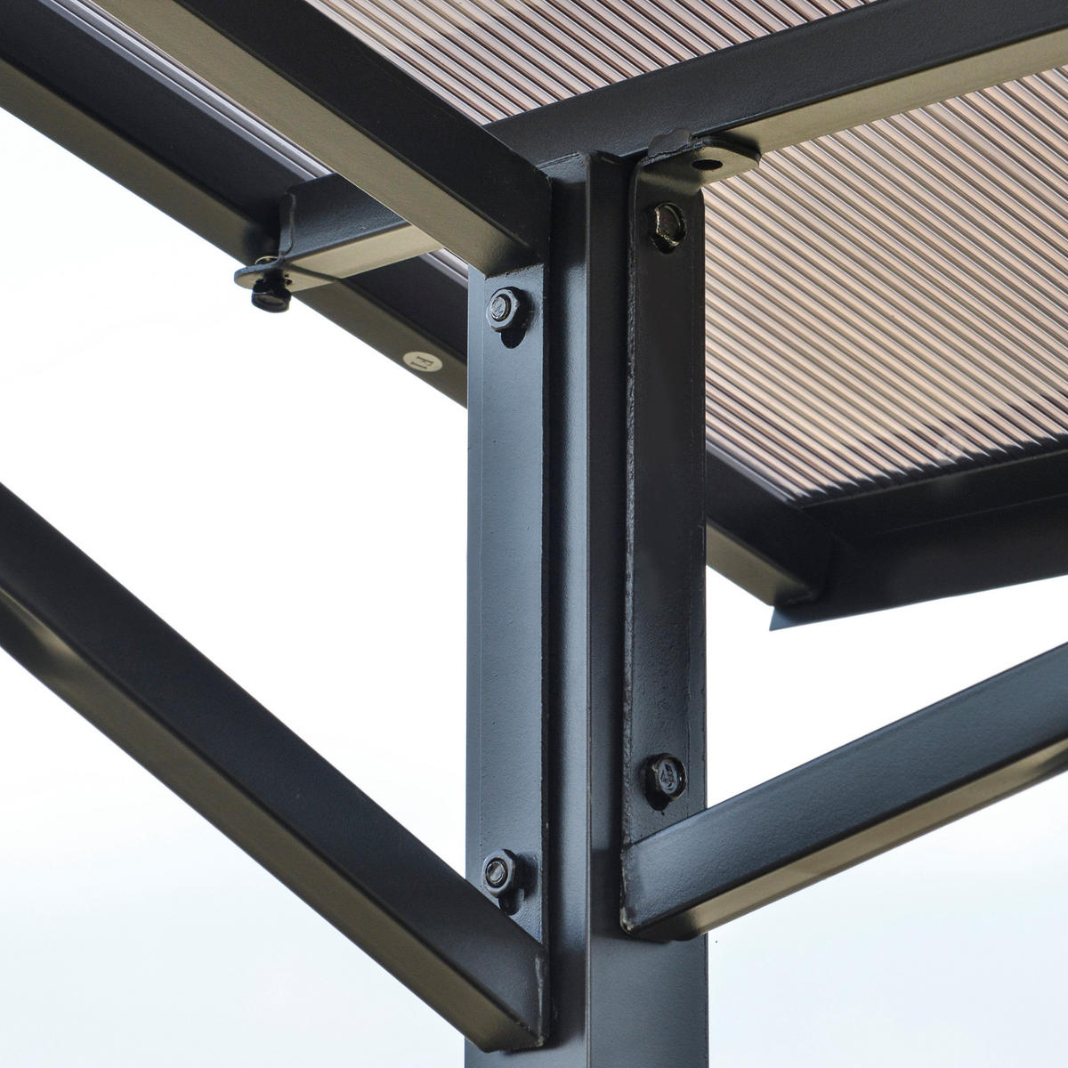 PAVILION DE-12562 2,5/1,5 m mit 2 Ablagen Schwarz - Schwarz, Metall (149/230/246cm) - ComfortXL