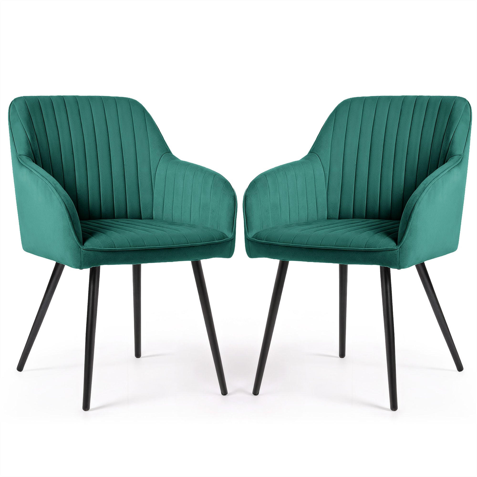 RAUMHIRSCH FURNITURE ČALOUNĚNÁ ŽIDLE, sada 2 ks, kovové nohy, zelená, černá 54,5/82/58