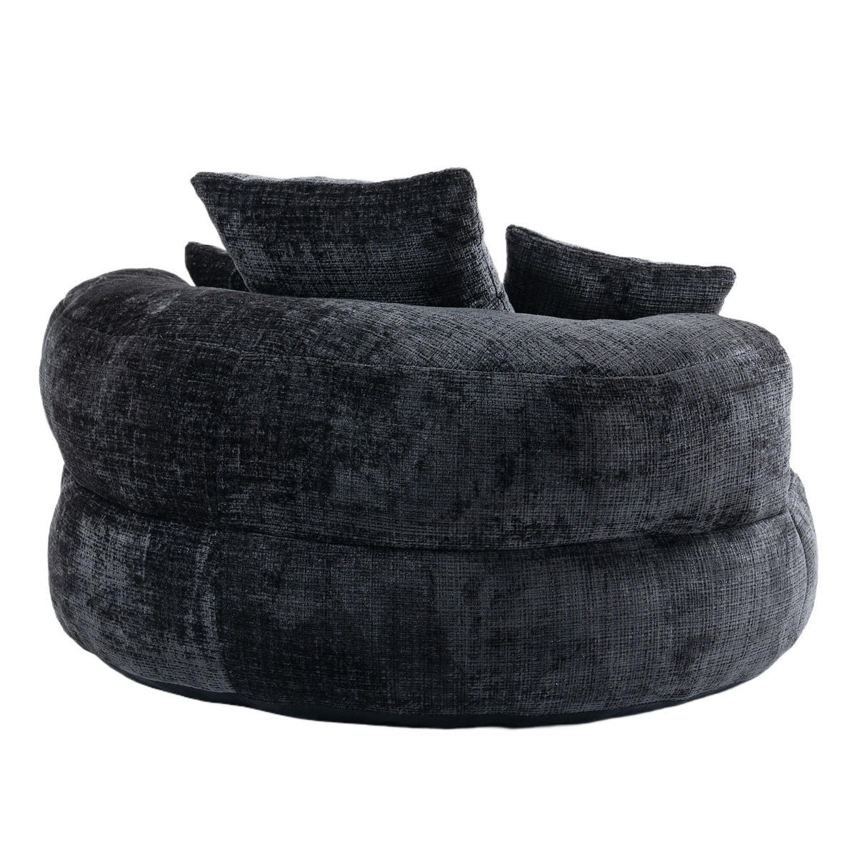 SITZSACK Chenille Schwarz mit Armlehnen - Schwarz, Textil (108/52/108cm) - WISHDOR