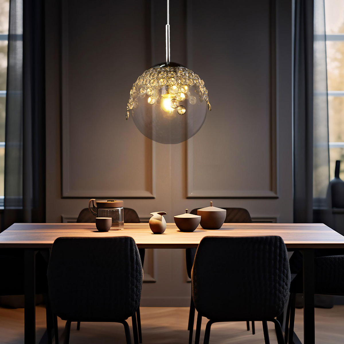 HÄNGELEUCHTE Glas Kristallen Klar - Klar, Glas (20/20/150cm) - Globo Lighting