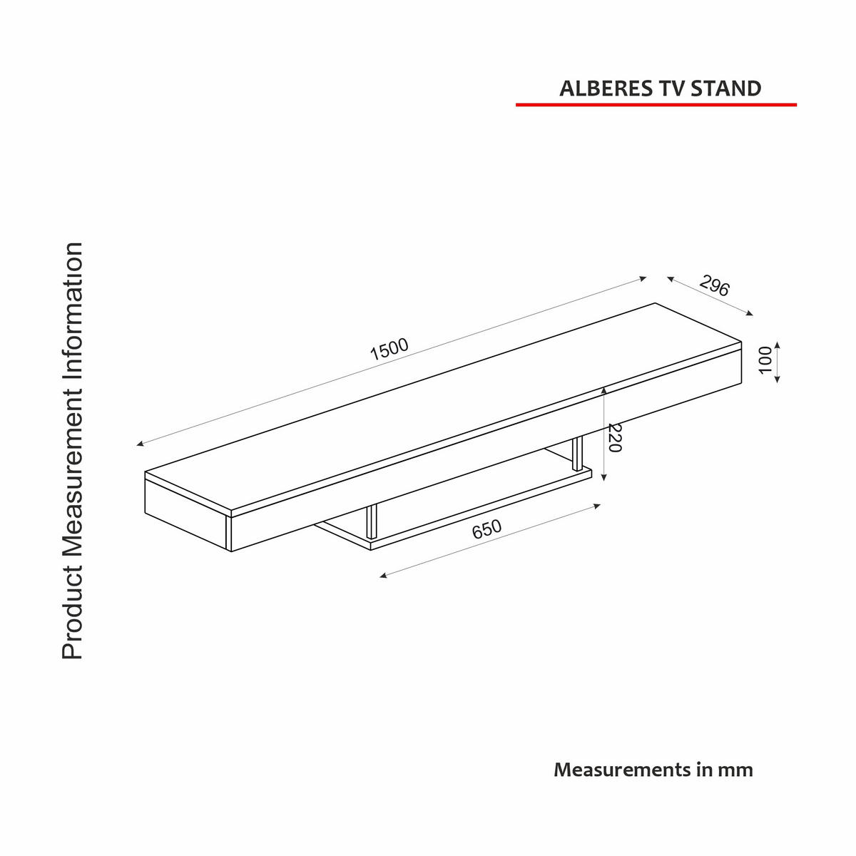 TV-LOWBOARD Hängend Alberes Weiß - Weiß, Holzwerkstoff (150/22/29.6cm) - moebel17