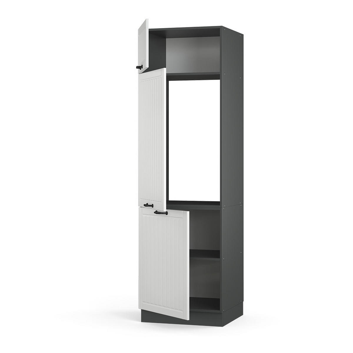 KÜCHENSCHRANK Fame-Line Weiß Landhaus 60 cm - Anthrazit/Weiß, Holzwerkstoff (60/206.8/58.1cm) - Vicco