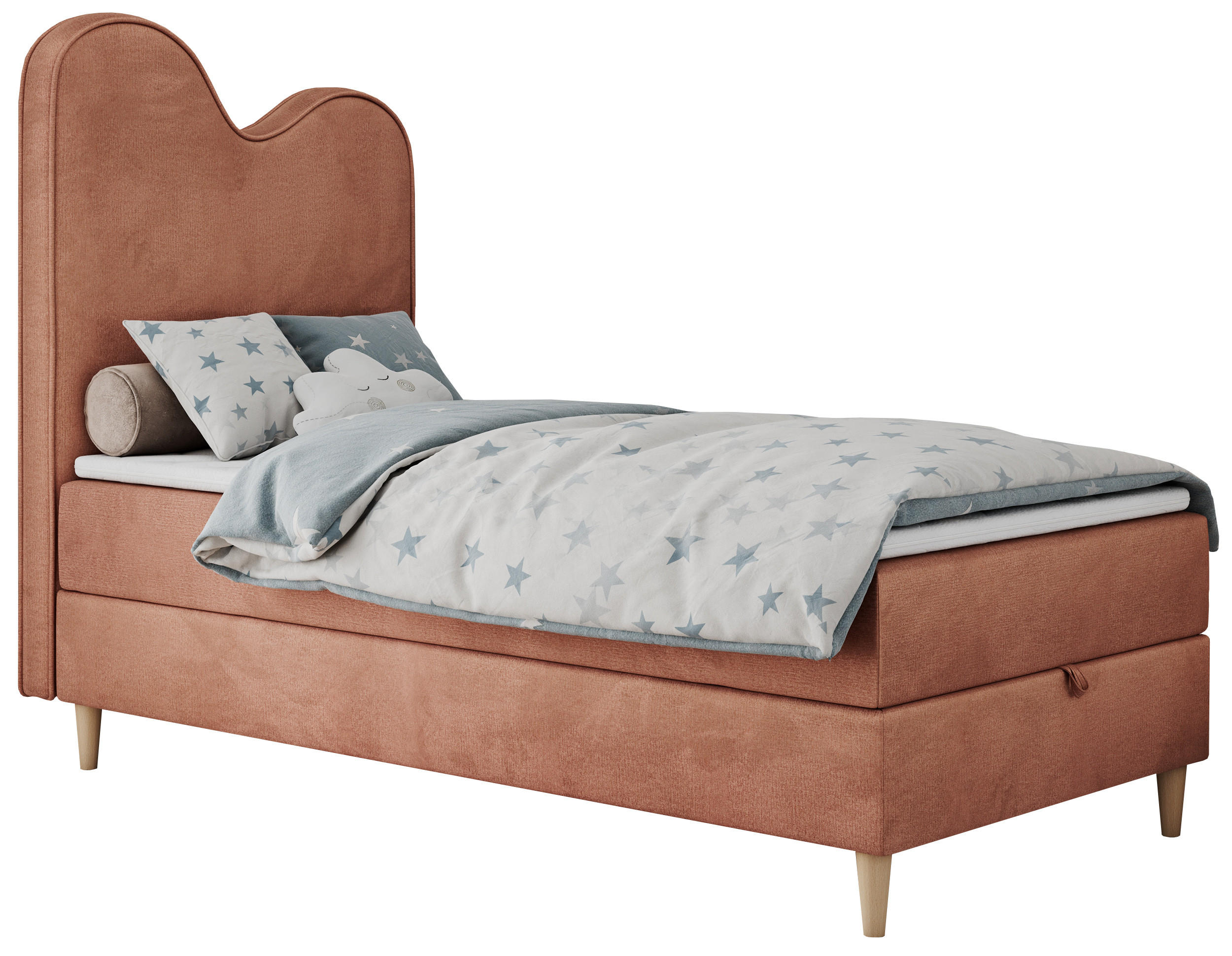 BOXBETT FLOW 90/180 Hellrosa Velvet hydrophob - H3 - Hellrosa, Holz/Textil (90/180cm) - MKS