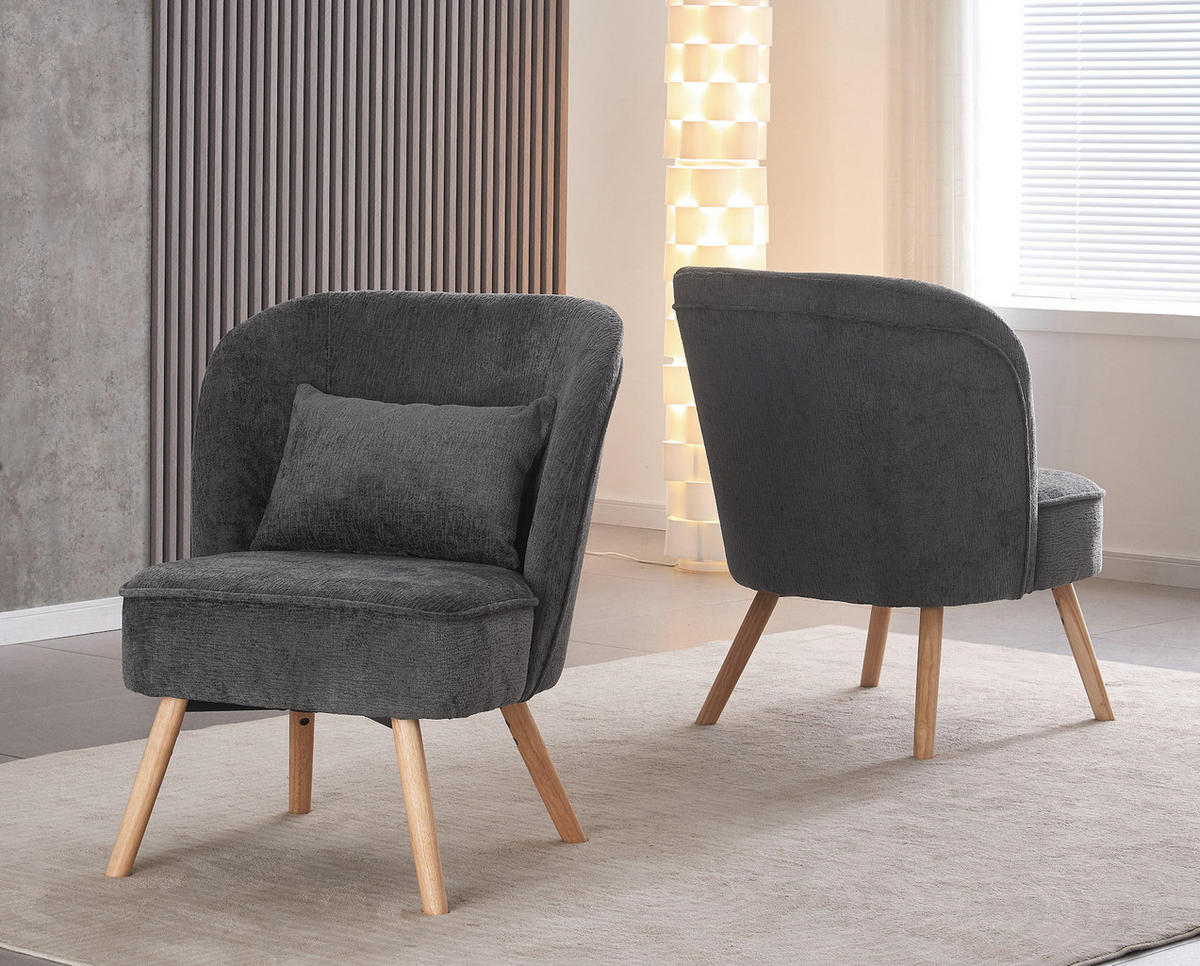 SESSEL YOYO Anthrazit - Anthrazit, Eichenholz/Textil (63/80/70cm) - B&D Home