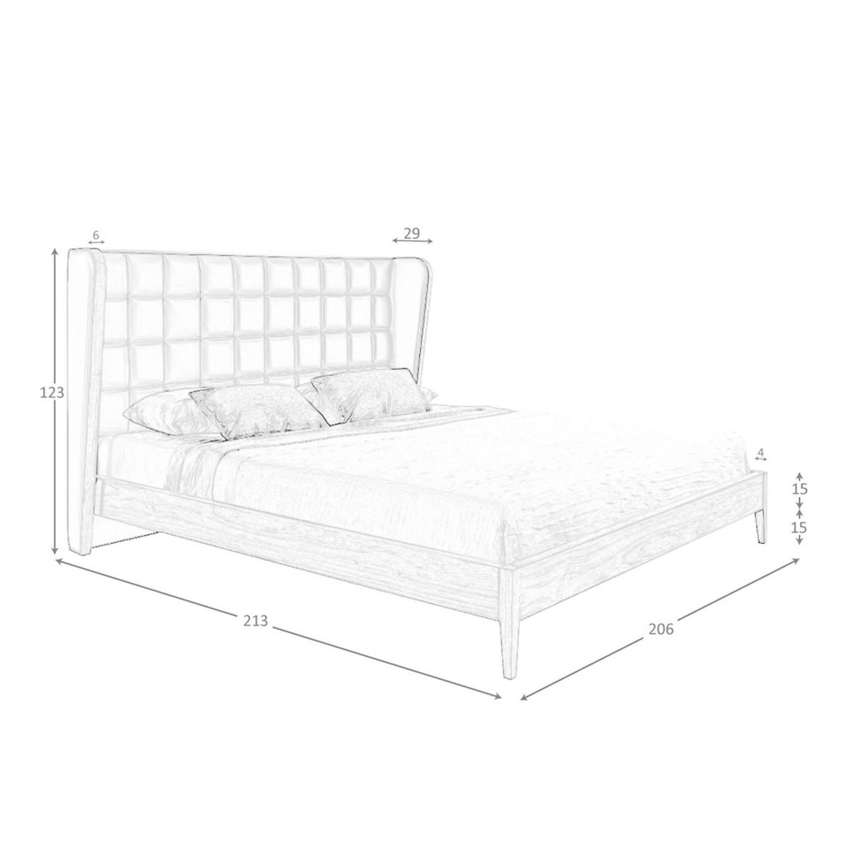 BETT Bett aus dunkelgrünem Öko-Leder 206/213/123 cm - Dunkelgrün/Walnussfarben, Leder (180/200cm) - ANGEL CERDA