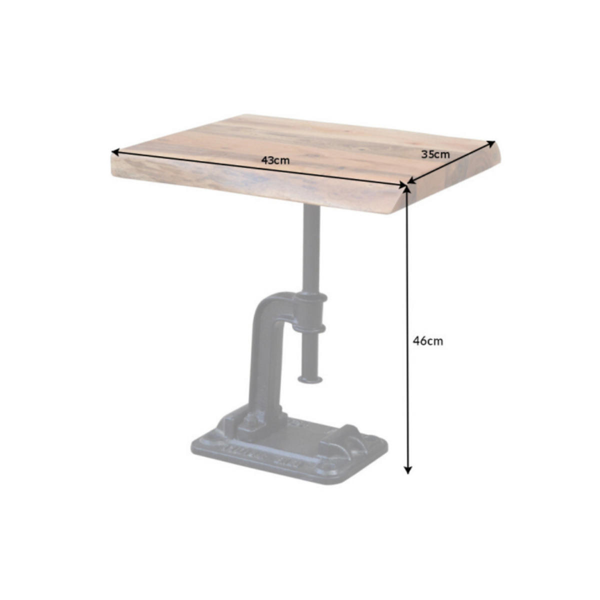 BEISTELLTISCH FACTORY Akazie 50cm - Schwarz/Braun, Holz/Metall (35/43/46cm) - riess-ambiente