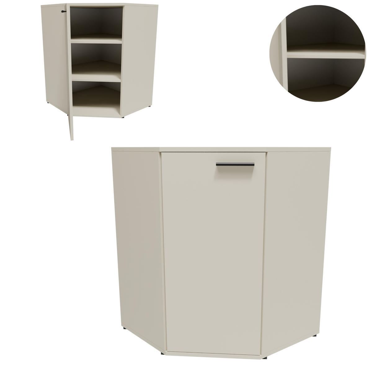 ECKKOMMODE CR3- KD5 Kaschmir 58/34/74 cm - Kaschmir, Holzwerkstoff/Fell (58/74/34cm)