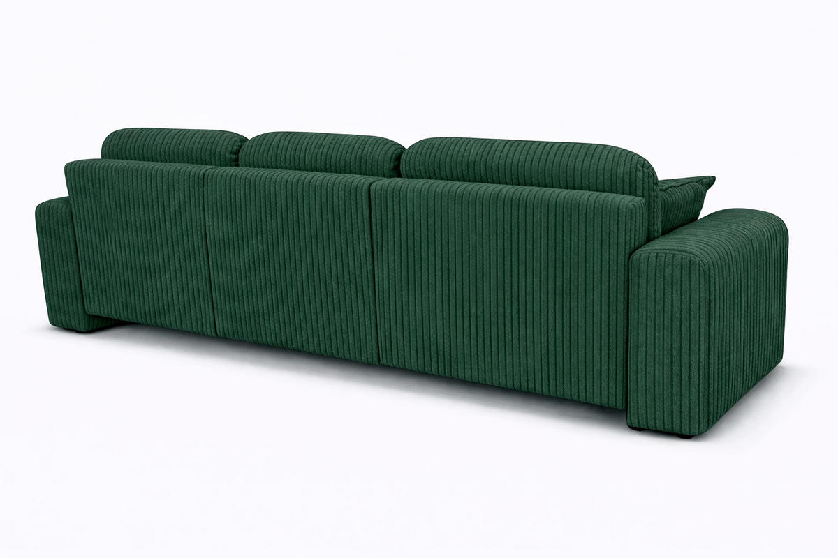 ECKSOFA Mit Schlaffunktion Und Bettkasten, Sofa L-Form Bingo L, Cordstoff Poso, Grün, Rechts - Grün, Holz (250/142cm) - Kaiser Möbel