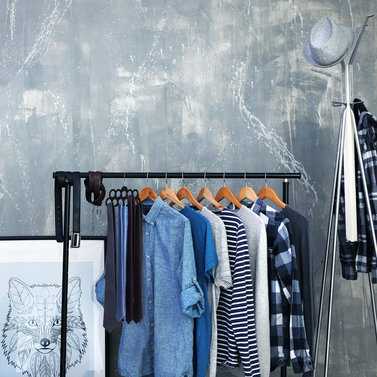 DRŽIAK na šály - čierna, kov/textil (30/21/3cm) - Relaxdays