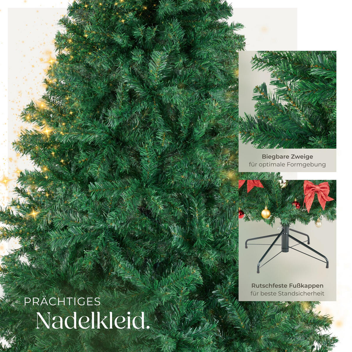 WEIHNACHTSBAUM Dasher, pulverbeschichteter Metallständer mit Kunststoffkappen , grün - Grün, Kunststoff (210cm) - tectake