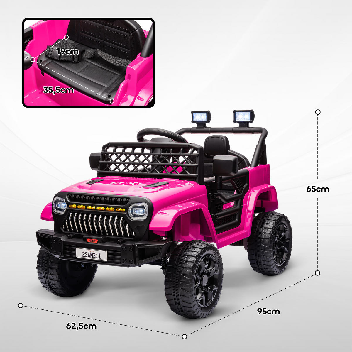 KINDER Elektroauto 12V Kinderauto Elektrisch mit 2,4 GHz Fernbedienung 2 Motor - Rosa, Metall (95/62.5/65cm) - AIYAPLAY