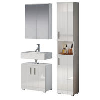 BADMÖBEL-SET weiß Hochglanz 112 x 192 cm, Badezimmer Schränke mit viel Stauraum - Weiß Hochglanz/Silberfarben, Holzwerkstoff/Kunststoff (112/192/32cm) - Top.Furn