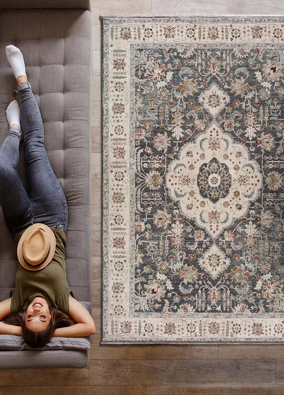 VINTAGE-TEPPICH Grau Keshan 120/170 cm - Grau, Naturmaterialien/Textil (120/170cm) - Atticgo