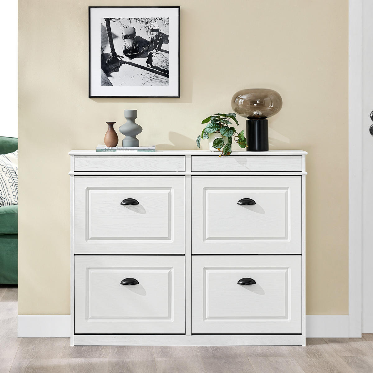 SCHUHSCHRANK Weiß - Weiß, Holzwerkstoff (103/82/23cm) - SoBuy