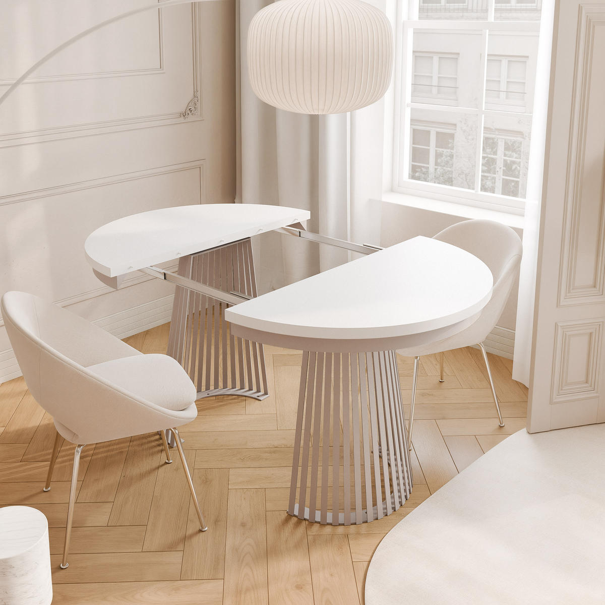 AUSZIEHTISCH AUREA 100-180/75 cm, Kaschmir / Weiß - Kaschmir/Weiß, Holzwerkstoff/Metall (100/100/75cm) - Idohome