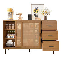 SIDEBOARD 140/37/91 cm natur aus Spanplatte mit Schiebetüren - Naturfarben, Holzwerkstoff (140/91/37cm) - OKWISH