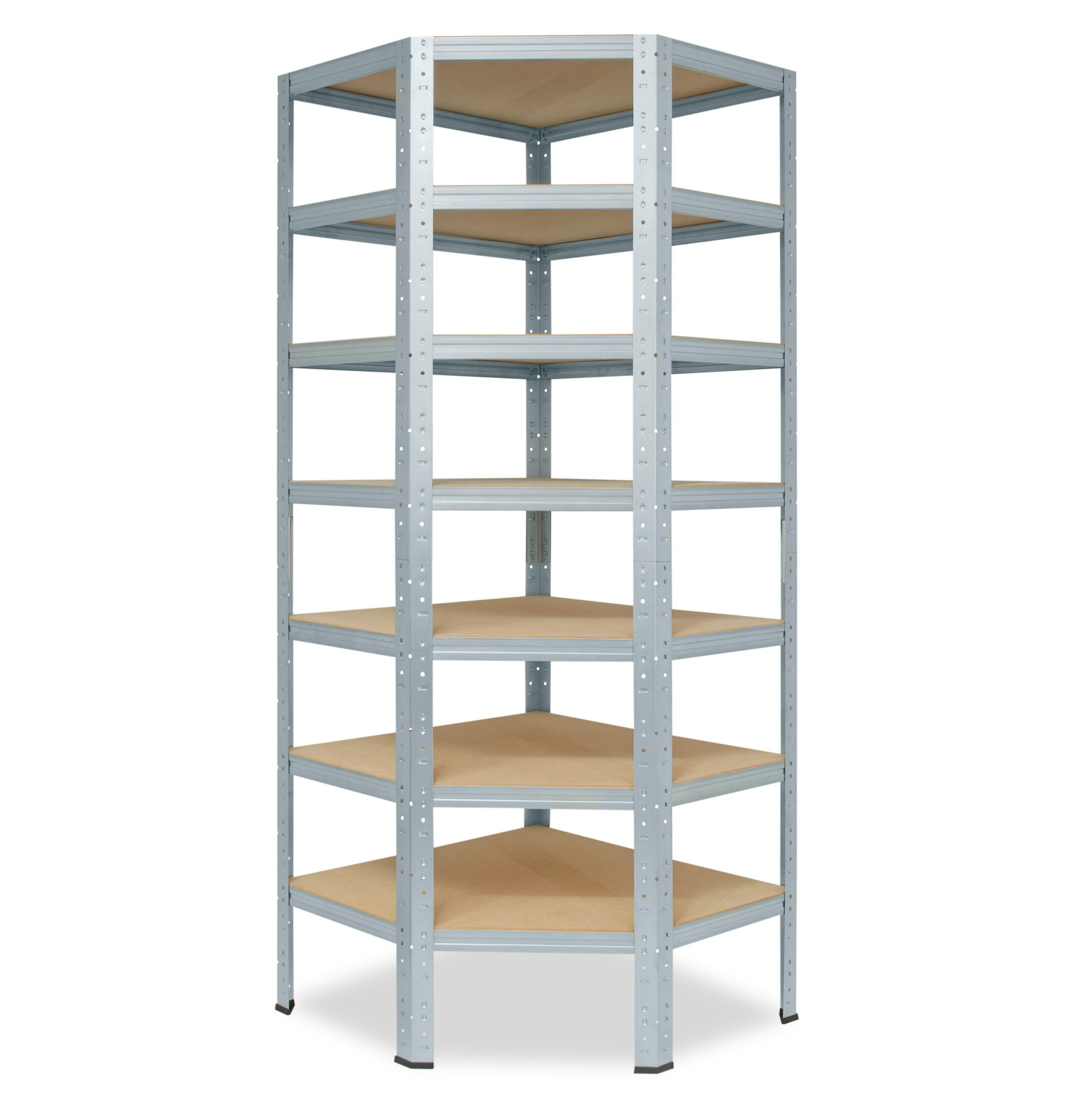 ECKREGAL HOME 230x60x30 cm in verzinkt mit 7 Böden und 125 kg Traglast pro Boden - Silberfarben, Metall (60/230/30cm) - shelfplaza