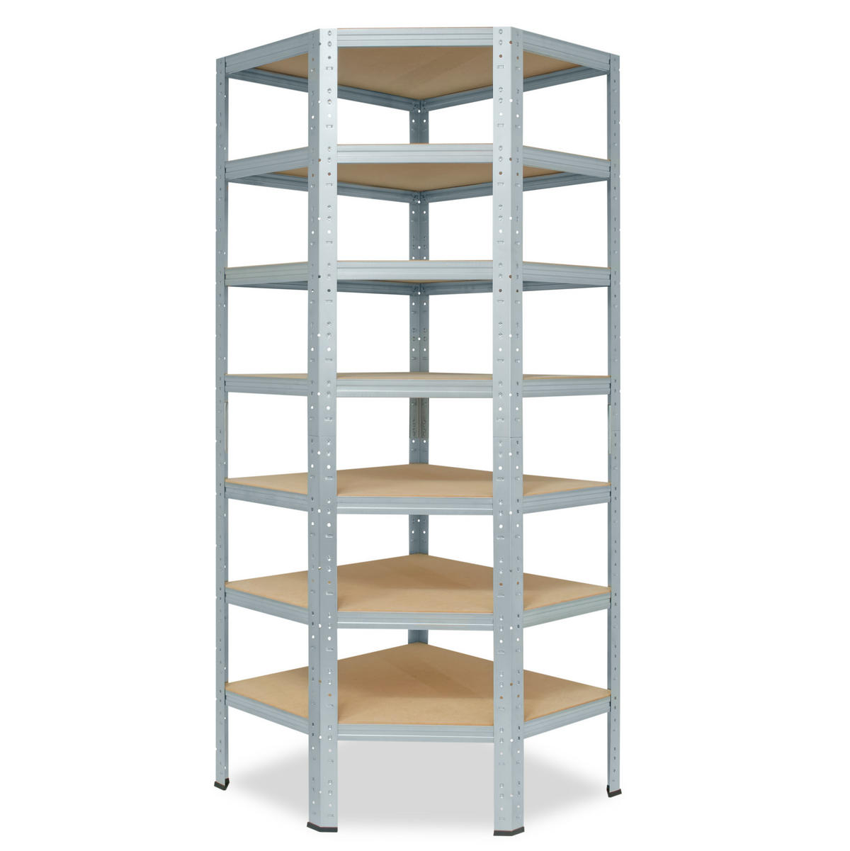 ECKREGAL HOME 230x60x30 cm in verzinkt mit 7 Böden und 125 kg Traglast pro Boden - Silberfarben, Metall (60/230/30cm) - shelfplaza